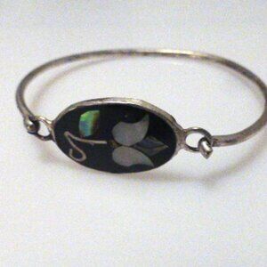 Vintage .925 Alpaca Mexico ABOLONE BRACELET
